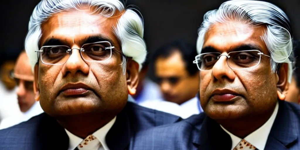 Prompt: low angle portrait of ranil wickramasinghe