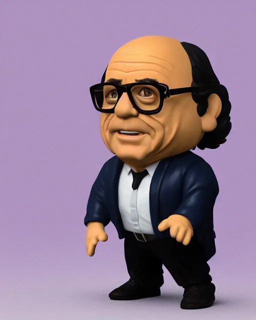 Image similar to full body 3d render of Danny DeVito as a funko pop, studio lighting, white background, blender, trending on artstation, 8k, highly detailed