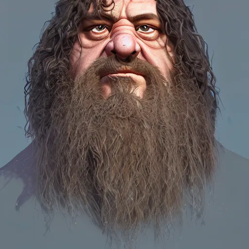 Image similar to hagrid, au naturel, hyper detailed, digital art, trending in artstation, cinematic lighting, studio quality, smooth render, fluorescent skin, unreal engine 5 rendered, octane rendered, art style by klimt and nixeu and ian sprigger and wlop and krenz cushart