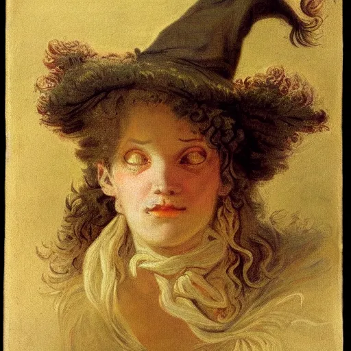 Prompt: a realistic witch portrait, by jean honore fragonard,