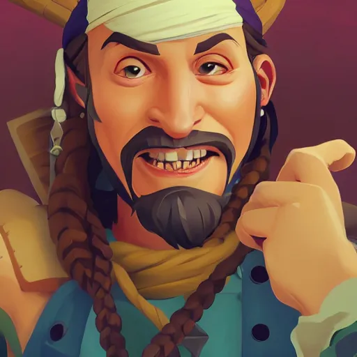 Image similar to painting jack the pirate on sea of thieves game avatar hero smooth face median photoshop filter cutout vector behance hd by jesper ejsing, by rhads, makoto shinkai and lois van baarle, ilya kuvshinov, rossdraws, illustration, art by ilya kuvshinov and gustav klimt