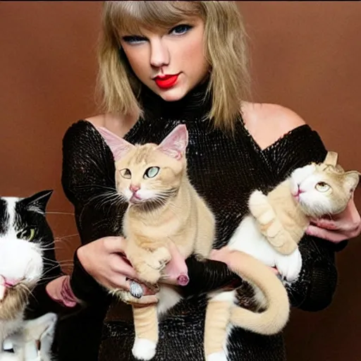 Image similar to Taylor Swift with her cats