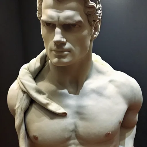 Prompt: Henry cavill roman statue