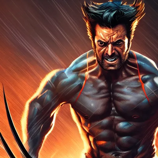 Image similar to marvel comics, wolverine, digital art, concept art, intense detail, photorealistic, amazing background, art station, matte painting, 3 d 4 k