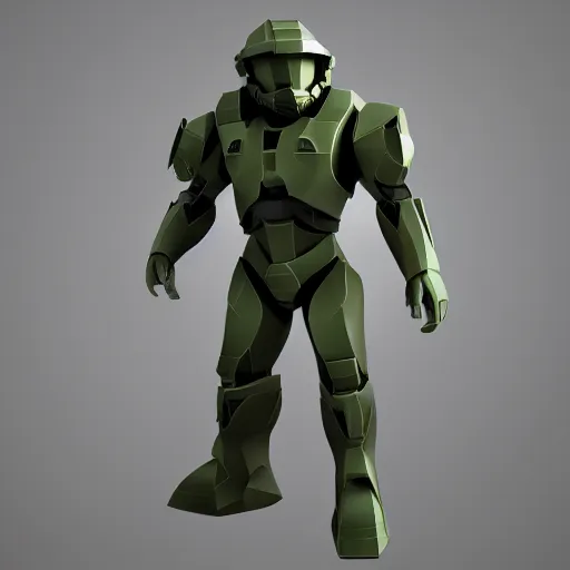 Image similar to Low poly render of Master Chief