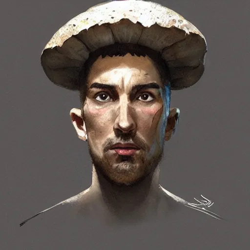 Image similar to bust portrait of a well - dressed mushroom man with a mushroom for a head, dramatic lighting, illustration by greg rutkowski, yoji shinkawa, 4 k, digital art, concept art, trending on artstation