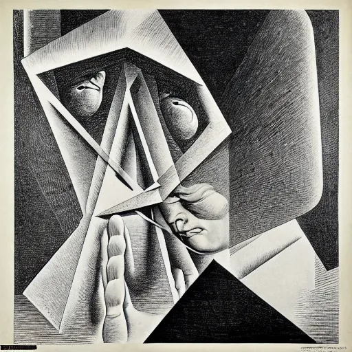Image similar to lithography on paper secret artefact conceptual figurative post - morden monumental dynamic portrait drawn by william blake and escher and hogarth, inspired by magritte, illusion surreal art, highly conceptual figurative art, intricate detailed illustration, controversial poster art, polish poster art, geometrical drawings, no blur