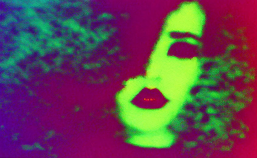 Prompt: vhs video glitch art of a pixelated portrait of a strange woman shrouded in fog underneath a bedsheet, volumetric light, by bekinski, unsettling moody vibe, vcr tape, 1 9 7 0 s analog video, vaporwave aesthetic, directed by david lynch, colorful static, datamosh, pixel stretching