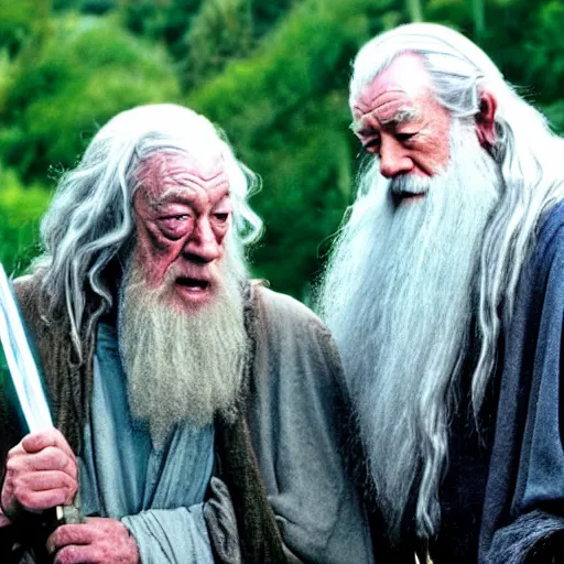 Image similar to michael gambon and gandalf in lord of the rings