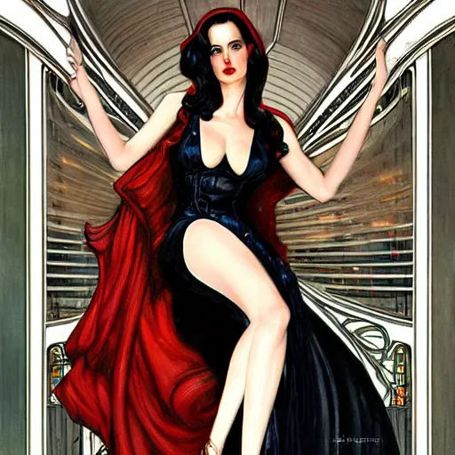 Image similar to a streamline moderne, art nouveau, portrait of eva green in the style of charlie bowater, and in the style of donato giancola, and in the style of charles dulac., ultrasharp.