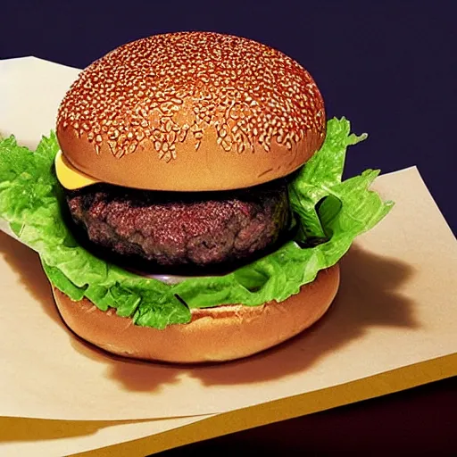 Image similar to a promotional image introducing the new mcoil a oil burger from Mcdonald's
