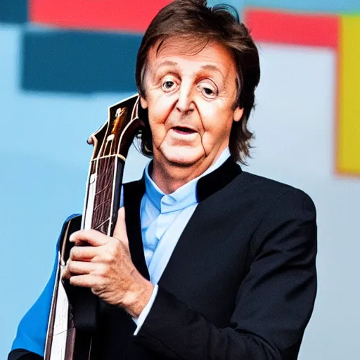 Image similar to Paul McCartney playing fortnite