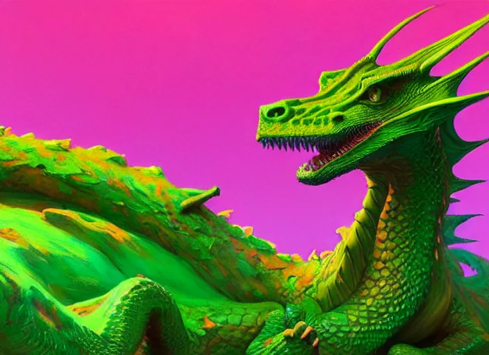 Prompt: A psychedelic clay young green dragon , vibrant color scheme, highly detailed, in the style of romanticism, cinematic, artstation, Moebius, Greg rutkowski