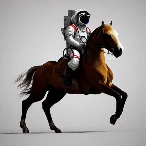 Image similar to an astronaut riding a horse in photorealistic style, 8 k, trending on artstation, highly detailed