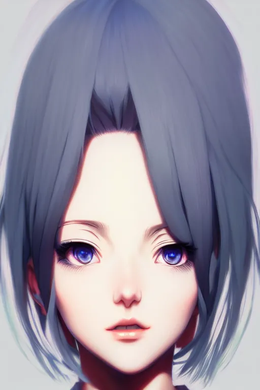 Image similar to portrait Anime girl, cute-fine-face, white-hair pretty face, realistic shaded Perfect face, fine details. Anime. realistic shaded lighting by (((Ilya Kuvshinov)))