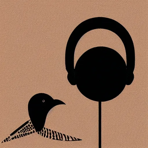 Image similar to a bird wearing headphones