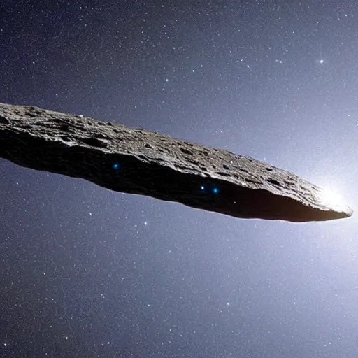 Image similar to space photo of a alien on top of oumuamua, NASA, James Webb official image