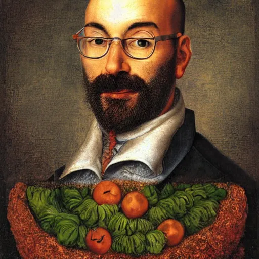 Prompt: Michael Vsauce by Giuseppe Arcimboldo