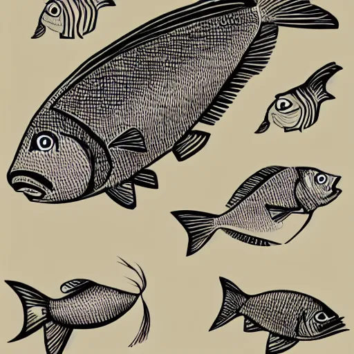 Image similar to cartoon illustration of a fish