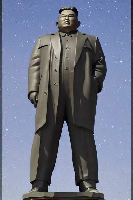 Prompt: a gigantic statue of kim jong un, nasa space photography, hubble telescope photoshot, symmetry, awesome exposition, very detailed, highly accurate, 8 k, sense of awe, aerial photography from the orbit
