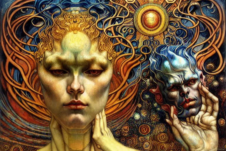 Image similar to Divine Chaos Engine by Karol Bak, Jean Delville, William Blake, Gustav Klimt, and Vincent Van Gogh, symbolist, visionary