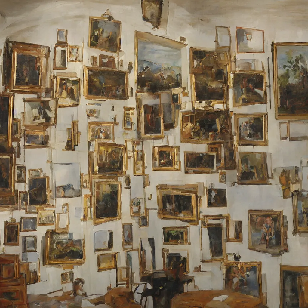 Prompt: The painting containing the art gallery containing the painting