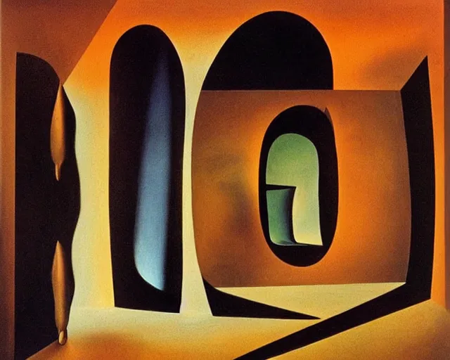 Prompt: Warped Perspectives, a surrealism painting by Salvador Dali, minimalist, stunning, light and shadows, horror