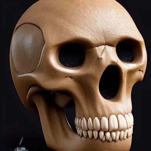 Image similar to a tiki skull head made of monster clay, photography, amazing sculpt, featured on behance, trending on artstation, 4k, hyperrealistic