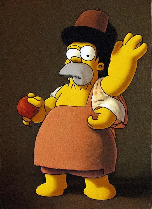 Prompt: homer simpson. painting by rembrandt