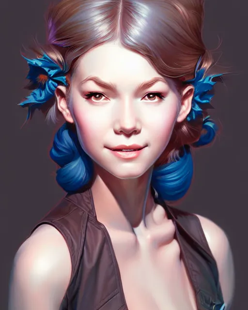 Image similar to digital art, fantasy portrait of smiling girl, by James Jean and by artgerm, by ross tran , ultradetailed, charachter design, concept art, trending on artstation,