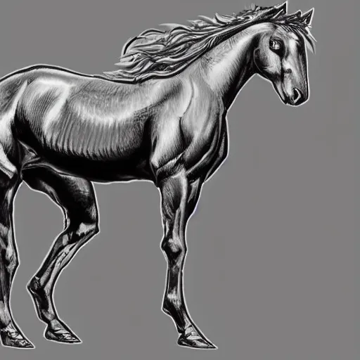 Image similar to a mutant horse,digital sketch