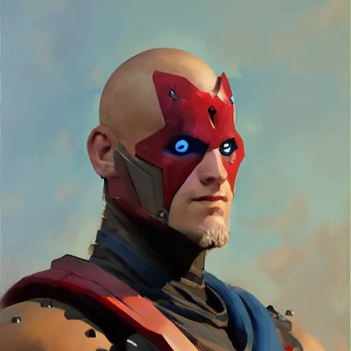 Image similar to greg manchess portrait painting of partially armored yondu udonta as overwatch character, medium shot, asymmetrical, profile picture, organic painting, sunny day, matte painting, bold shapes, hard edges, street art, trending on artstation, by huang guangjian and gil elvgren and sachin teng