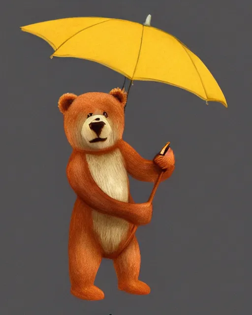 Image similar to autumn a bear with an umbrella by samuel smith trending on artstation