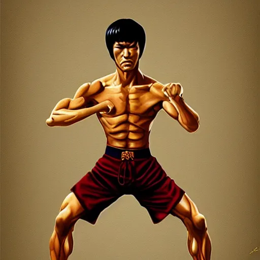 Prompt: bruce lee training with wooden dummy at temple dojo intricate, elegant, highly detailed, digital painting, artstation, concept art, matte, sharp focus, illustration gold filigree wallpaper