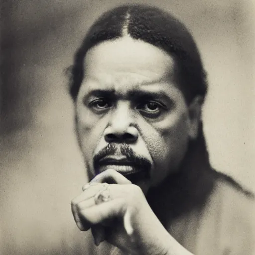 Image similar to ice - t, iced tea with a straw, by julia margaret cameron 1 8 8 0 s, realistic, body shot, sharp focus, 8 k high definition, insanely detailed, intricate, elegant