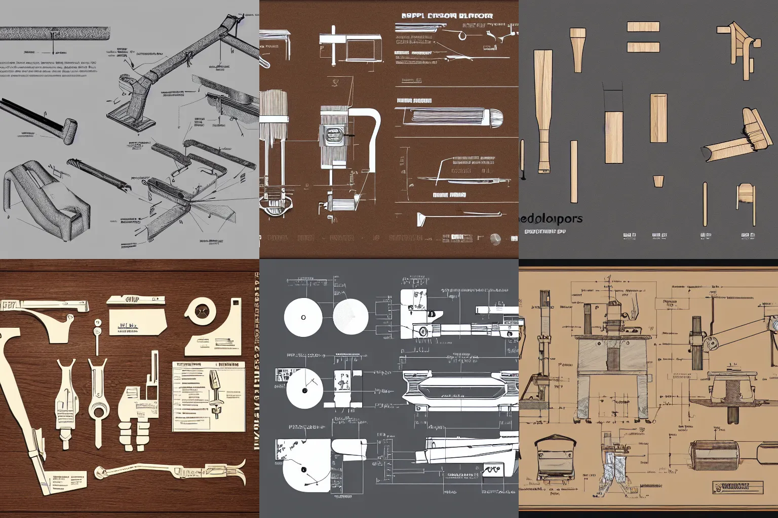 Prompt: exploded view, design document, dimensional drawing, industrial woodchipper, 4 k, product blueprint image