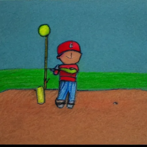 Prompt: deserted baseball before storm kid crayon drawing