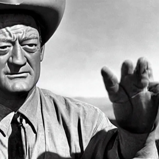 Image similar to a still of John Wayne as Homelander