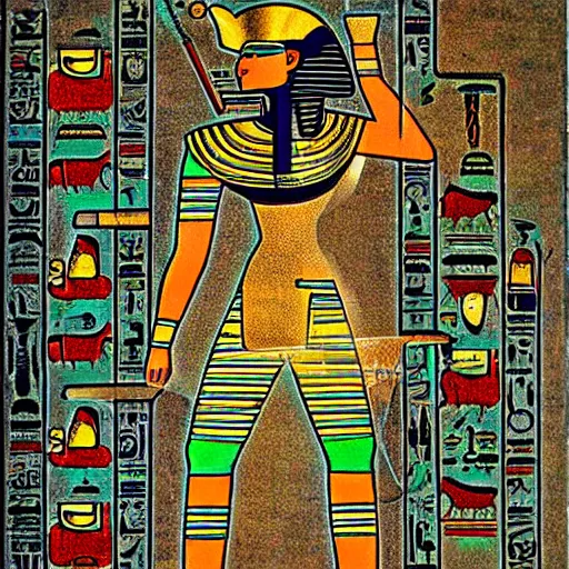 Prompt: egyptian god working on computer