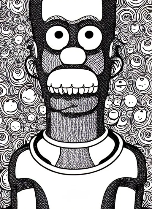 Image similar to junji ito style homer simpson, intricate, highly detailed, illustration, art by junji ito, junji ito