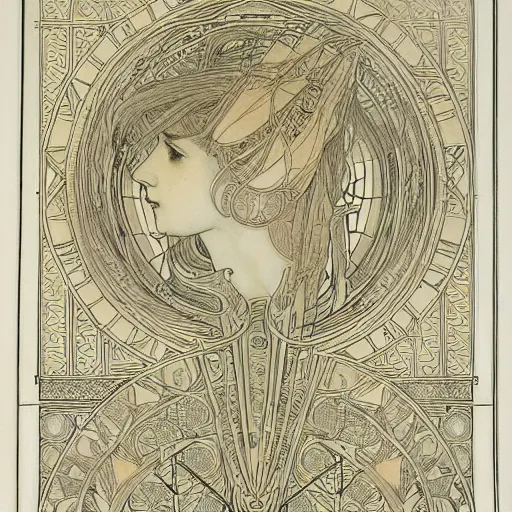 Prompt: a detailed etching of hexagram 1 of i - ching, by alphonse mucha, rodolphe bresdin and harry clarke, art nouveau, highly detailed