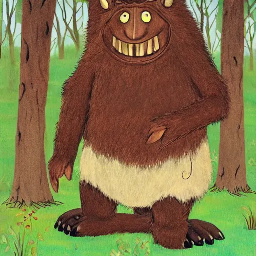 Prompt: the gruffalo, illustration by axel scheffler