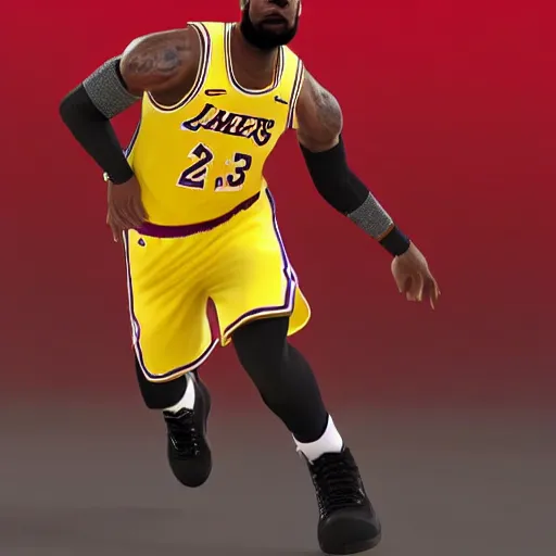 Image similar to 3 d render of lebron james as a super smash bros. character, white background, intricate high quality textures, cartoonish render, impressive lighting techniques, highly detailed, cinematic lighting, dramatic posing, 8 k quality, dramatic rim lighting, high quality