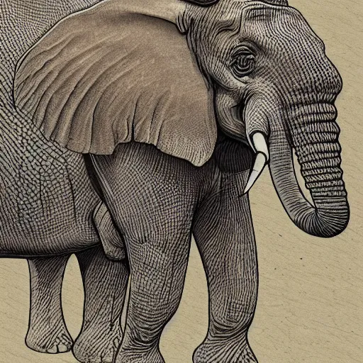 Image similar to the duke of elephants leading his herd, digital illustration, intricate