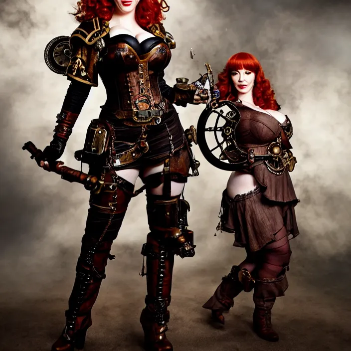 Image similar to full length photo of christina hendricks as a steampunk valkyrie, highly detailed, 4 k, hdr, smooth, sharp focus, high resolution, award - winning photo