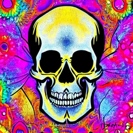 Image similar to psychedelic art of a skull