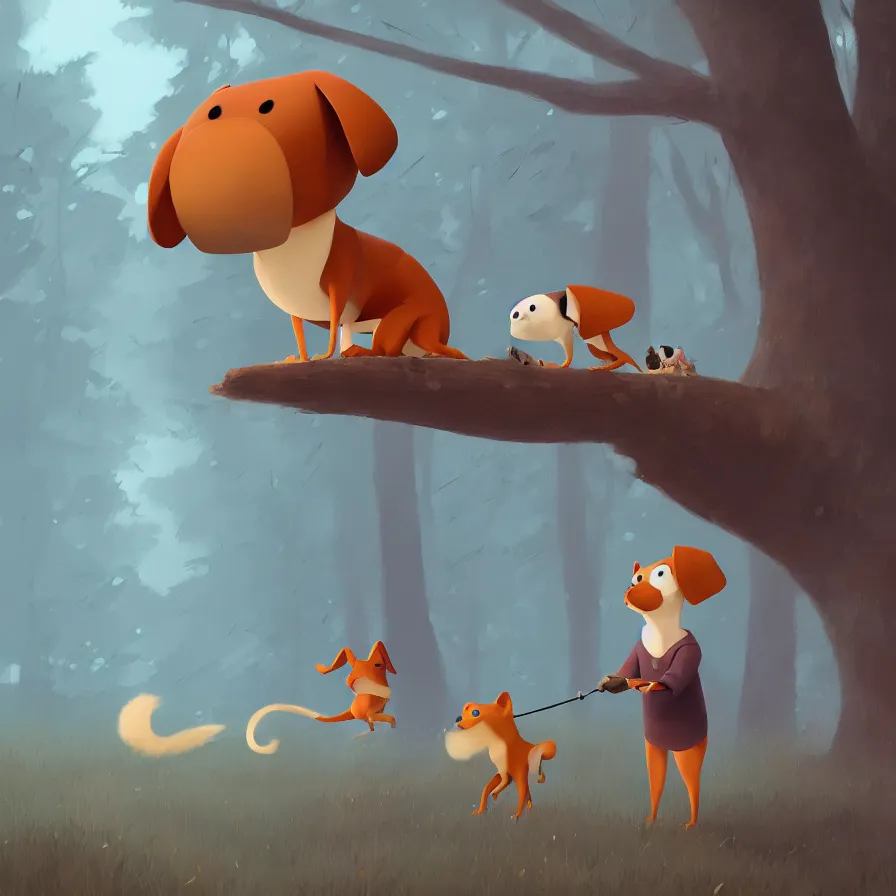 Image similar to Goro Fujita illustrating photo of a dog in the woods, art by Goro Fujita, sharp focus, highly detailed, ArtStation