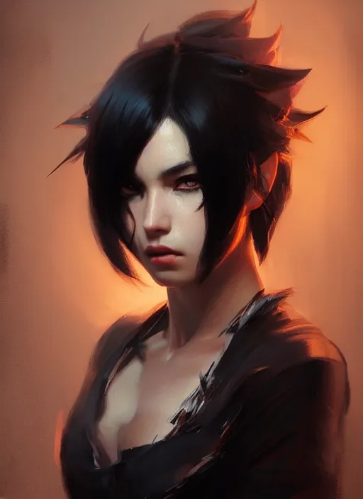 Prompt: close up painting, neko rose, black hair, beautiful, gorgeous, face visible, eyeliner, cinematic lighting, wallpaper, extremely detailed, sharp focus, by greg rutkowski and [ [ [ wlop ] ] ], intricate, beautiful, award winning, trending on artstation, pixiv