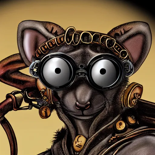 Prompt: a rat with steampunk googles, from Berserk