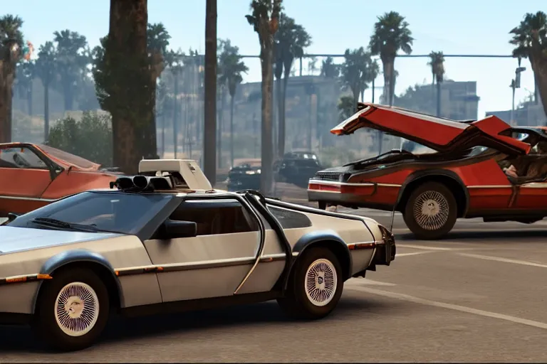 Prompt: delorean made out of meat by grand theft auto v, by red dead redemption 2, by cyberpunk 2 0 7 7